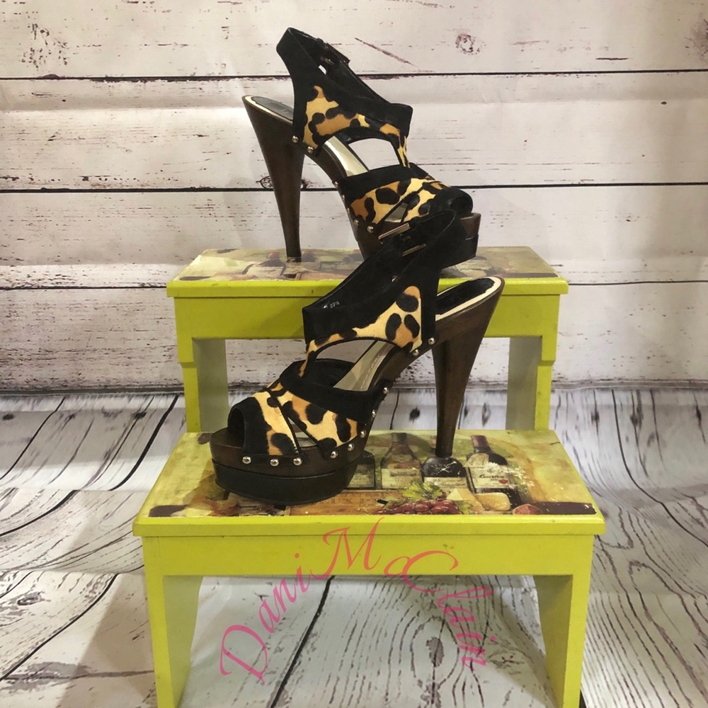 Christian Dior Leopard  Pony Hair Platform Sandal